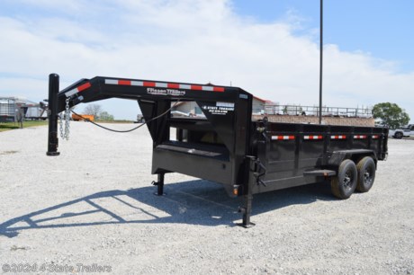 &lt;p&gt;This is a new 2023 year model 83x16 gooseneck dump trailer. It comes with two 7,000 lb axles with electric brakes, 16&quot; 10 ply trailer tires, a manual roll up tarp kit, tread plate fenders, LED lights, sealed wiring harness, sandblasted, primed, and powdercoated finish, one piece corners and full height side supports to increase sidewall rigidity,&amp;nbsp;24&quot; tall 10 gauge (1/8&quot;) sides,&amp;nbsp;7 gauge (3/16&quot;) floor with 4 d-rings for tie down of equipment, 8&quot; channel neck, 3&quot; channel crossmembers 16&quot; on center, combo gate with chains for dumping or spreading, a new Interstate battery, 110v AC charger, and 12v trickle charger. We can add a wireless remote controller and/or a solar charger. Friesen trailers are super well built and are backed with a 1 year warranty!&lt;/p&gt;