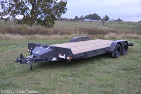 &lt;p&gt;Take a look at this Rice 82x20 carhauler with two 3,500 lb axles, 15&quot; tires, 5&#39; slide in ramps, a toolbox, stake pockets, 5&quot; channel main frame, 3&quot; formed channel crossmembers, an adjustable 2 5/16&quot; coupler, a 2&#39; steel dovetail, a powder coat finish, #1 treated wood floor, a sealed wiring harness, and LED lights. Rice builds a great trailer and gives a 1 year warranty. Come check it out!&lt;/p&gt;