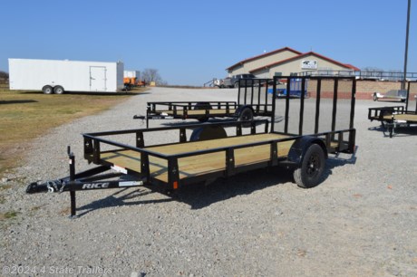 &lt;p&gt;Check out this Rice 76X14 utility trailer with a 3,500 lb axle, 15&quot; tires, a 4&#39; tubing rampgate that can fold into the trailer, a 2&quot; coupler, 3&quot; formed channel tongue, a powder coat finish, #1 treated wood floor, LED lights, and a sealed wiring harness. Rice builds a great trailer and gives a 1 year warranty. Come check it out!&lt;/p&gt;