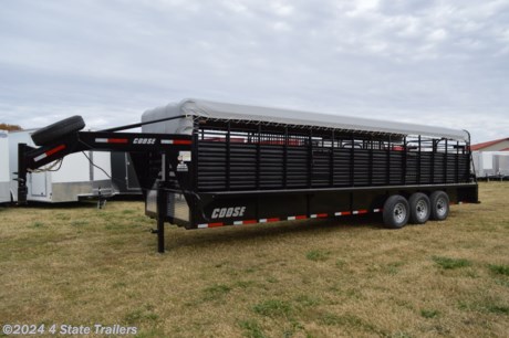 &lt;p&gt;We are delighted to offer this new 6&#39;8x28x6&#39;6 stock trailer built by Coose Trailers! This unit comes with three 7,000 lb torsion axles with electric brakes, new 10 ply radial tires with a spare, cleated rubber floor, 36&quot; side escape door, full swing rear gate with slider, 5 stacked 16 ga. formed slats, 1/8&quot; thick full length fenders, &lt;strong&gt;CUSTOM 3&quot;x5&quot;x1/4&quot; angle iron &lt;/strong&gt;&lt;strong&gt;reinforcement in the bottom corner&lt;/strong&gt; for even more durability (this gives you a 3/8&quot; of structural steel at the bottom corner for maximum structural longevity and rust resistance), high quality PPG prime and paint finish, 2 center gates (rear center gate has a gate in a gate that can be operated from outside the trailer), LED lights, tube slat drop wall for airflow, LED load light on rear, and LED reverse lights inside tail lights. Coose has been building quality livestock trailers for years, and they back their product with a 1 year warranty! Come see this trailer for yourself!&lt;/p&gt;