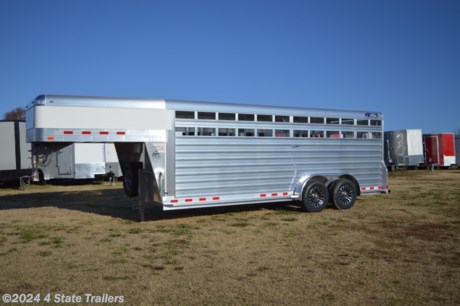 &lt;p&gt;We are delighted to offer this new 4 STAR Deluxe Livestock Trailer! It is 7&#39;x20&#39;x6&#39;6&quot; and comes with two 7,000 lb. Dexter torsion axles with electric brakes, 16&quot; sharp aluminum rims, 10 ply tires, matching spare tire and rim, a side escape door, full swing rear gate with a slider and a slam latch, a center gate with a slider, a fold down gate to close off the nose area, heavy duty rear skid plate to help protect the trailer if it drags, heavy duty rear rubber bumper, LED lights, two interior LED dome lights, 2 vents in the drop wall with hinged covers, full length running boards, .050 thickness smooth formed nose sheeting, one piece .040 thickness aluminum roof with 3M Extreme Sealing tape around the edges, .090 heavy duty teardrop fenders, sealed wiring harness to eliminate wiring issues down the road, heavy duty 4&quot; aluminum I-beam floor supports, and a 5052 marine grade .125&quot; thickness aluminum tread plate floor. The folks at 4 Star have been around a long time, and have developed some of the finest stock trailers available! They also weigh each trailer, so the weight that is given is not just estimated. They back each trailer with a 1 year hitch to bumper warranty, and 8 years on the structure of the trailer. Come see this trailer today!&lt;/p&gt;
