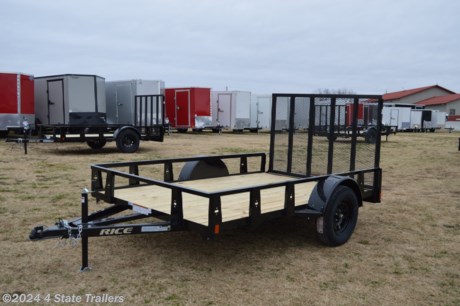 &lt;p&gt;Check out this Rice 76X10 utility trailer with a 3,500 lb axle, 15&quot; tires, a 4&#39; tubing rampgate that can fold into the trailer, a 2&quot; coupler, 3&quot; formed channel tongue, a powder coat finish, treated wood floor, LED lights, and a sealed wiring harness. Rice builds a great trailer and gives a 1 year warranty. Come check it out!&lt;/p&gt;