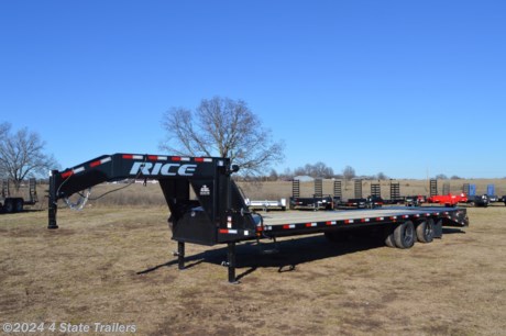 &lt;p&gt;Take a look at this new Rice 102X30 flatbed trailer! It comes with two 10,000 lb axles, electric brakes on both axles, 16&quot; 10 ply dual tires, 12&quot; 19 lb I-beam main frame with a torque tube, winch track, two 10k dropleg jacks, flood lights that shine on the deck of the trailer, steps at the front of the trailer, max ramps with spring assist, stake pockets on 2&#39; centers, heavy duty rubrail, a lockable toolbox, a sealed wiring harness, LED lights, a treated wood floor, and a powder coat finish. Rice builds a great trailer and gives a 1 year warranty. Come check it out!&lt;/p&gt;