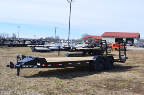 &lt;p&gt;Check out this new 82X22 Rice equipment trailer! It comes with two 7,000 lb axles, electric brakes on both axles, 16&quot; 10 ply tires, 2 5/16&quot; adjustable coupler, 10k jack, a toolbox, 6&quot; channel main frame, 3&quot; formed channel crossmembers on 16&quot; centers, heavy duty 10 guage fabricated fenders, 5&#39; standup ramps with spring assist, a powder coat finish, treated wood floor, LED lights, and a fully sealed wiring harness. Rice builds a great trailer and gives a 1 year warranty. Come see it for yourself!&lt;/p&gt;
