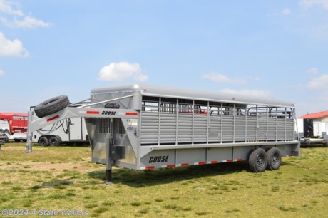 &lt;p&gt;Here is a new 6&#39;8x24x6&#39;6 metal top stock trailer built by COOSE Trailers! This unit comes with two 7,000 lb Dexter torsion axles with electric brakes, 10 ply tires, a spare tire and wheel, lifetime rubber floor, 36&quot; full side escape door, full swing rear gate with a slider, 1/8&quot; thick full length fenders, PPG high solids urethane prime and paint finish, 2 center gates, rear cut gate has a gate-n-gate that can be operated from outside the trailer, LED load light on rear, and LED reverse lights. COOSE has been building quality livestock trailers for many years and they back their product with a 1 year warranty!&lt;/p&gt;