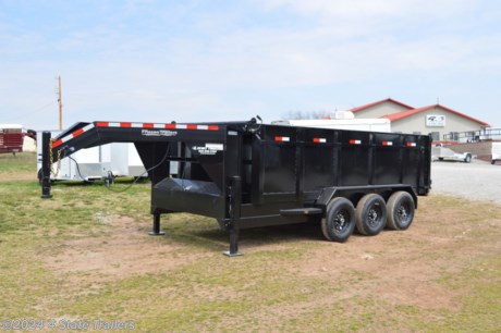 &lt;p&gt;Take a look at this new 83x16 triple axle dump trailer! It comes with three 7,000 lb axles, electric brakes on all three axles, 16&quot; tires and wheels, convenient manual roll up tarp kit, 1/8&quot; diamond plate fenders, LED lights, sealed wiring harness, sandblasted, primed, and powdercoated finish, 42&quot; tall 10 gauge (1/8&quot;) sides, one piece corners and full height side supports to increase sidewall rigidity, 7 gauge (3/16&quot;) floor with 4 d-rings for tie down of equipment, 3&quot; channel crossmembers 16&quot; on center, combo gate with chains for dumping or spreading, hydraulic jack, a new Interstate battery, 110v AC charger, and 12v trickle charger. We can add a wireless remote control, and/or a solar charger. Friesen trailers are super well built and they are backed with a 1 year warranty!&lt;/p&gt;