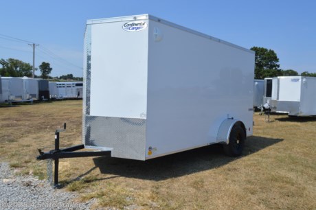 &lt;p&gt;Check out the specs on this new cargo trailer made by Continental Cargo!&lt;/p&gt;
&lt;ul&gt;
&lt;li&gt;6x12X6&#39;6&quot;&lt;/li&gt;
&lt;li&gt;3500 lb. axle&lt;/li&gt;
&lt;li&gt;15&quot; tires 6 ply&lt;/li&gt;
&lt;li&gt;a side door with a flush lock and cam bar&lt;/li&gt;
&lt;li&gt;double doors on the rear of the trailer&lt;/li&gt;
&lt;li&gt;3/4&quot; plywood floor&lt;/li&gt;
&lt;li&gt;3/8&quot; plywood walls&lt;/li&gt;
&lt;li&gt;.030 aluminum exterior side sheets bonded with screwed seams&lt;/li&gt;
&lt;li&gt;a one piece aluminum roof&lt;/li&gt;
&lt;li&gt;24&quot; gravel guard&lt;/li&gt;
&lt;li&gt;two interior dome lights&lt;/li&gt;
&lt;li&gt;LED lights&lt;/li&gt;
&lt;li&gt;1 year warranty&lt;/li&gt;
&lt;/ul&gt;