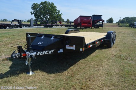 &lt;ul&gt;
&lt;li&gt;built by Rice Trailer Manufacturing&lt;/li&gt;
&lt;li&gt;82x20 (18&#39; flatdeck + 2&#39; dovetail = 20&quot; overall length)&lt;/li&gt;
&lt;li&gt;two 5,200 lb axles&lt;/li&gt;
&lt;li&gt;5&#39; slide in ramps&lt;/li&gt;
&lt;li&gt;toolbox&lt;/li&gt;
&lt;li&gt;stake pockets&lt;/li&gt;
&lt;li&gt;7k jack&lt;/li&gt;
&lt;li&gt;adjustable 2 5/16&quot; coupler&lt;/li&gt;
&lt;li&gt;3&quot; formed channel crossmembers&lt;/li&gt;
&lt;li&gt;5&quot; channel main frame&lt;/li&gt;
&lt;li&gt;powder coat finish&lt;/li&gt;
&lt;li&gt;sealed wiring harness&lt;/li&gt;
&lt;li&gt;LED lights&lt;/li&gt;
&lt;li&gt;2&#39; steel dovetail&lt;/li&gt;
&lt;li&gt;treated wood floor&lt;/li&gt;
&lt;li&gt;1 year warranty&lt;/li&gt;
&lt;li&gt;Come see it today!&lt;/li&gt;
&lt;/ul&gt;