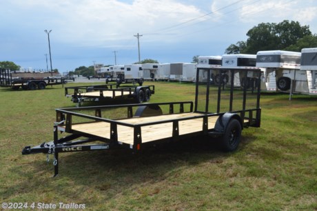 &lt;ul&gt;
&lt;li&gt;built by Rice Trailer Manufacturing&lt;/li&gt;
&lt;li&gt;76X14&lt;/li&gt;
&lt;li&gt;3,500 lb axle&lt;/li&gt;
&lt;li&gt;15&quot; tires&lt;/li&gt;
&lt;li&gt;4&#39; tubing rampgate that can fold into the trailer&lt;/li&gt;
&lt;li&gt;2&quot; coupler&lt;/li&gt;
&lt;li&gt;3&quot; formed channel tongue&lt;/li&gt;
&lt;li&gt;powder coat finish&lt;/li&gt;
&lt;li&gt;treated wood floor&lt;/li&gt;
&lt;li&gt;LED lights&lt;/li&gt;
&lt;li&gt;1 year warranty&lt;/li&gt;
&lt;li&gt;Come check it out!&lt;/li&gt;
&lt;/ul&gt;