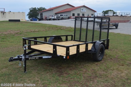 &lt;ul&gt;
&lt;li&gt;built by Rice Trailer Manufacturing&lt;/li&gt;
&lt;li&gt;76X10&lt;/li&gt;
&lt;li&gt;3,500 lb axle&lt;/li&gt;
&lt;li&gt;15&quot; tires&lt;/li&gt;
&lt;li&gt;4&#39; tubing rampgate that can fold into the trailer&lt;/li&gt;
&lt;li&gt;2&quot; coupler&lt;/li&gt;
&lt;li&gt;3&quot; formed channel tongue&lt;/li&gt;
&lt;li&gt;powder coat finish&lt;/li&gt;
&lt;li&gt;treated wood floor&lt;/li&gt;
&lt;li&gt;LED lights&lt;/li&gt;
&lt;li&gt;sealed wiring harness&lt;/li&gt;
&lt;li&gt;1 year warranty&lt;/li&gt;
&lt;li&gt;Come check it out!&lt;/li&gt;
&lt;/ul&gt;