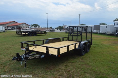 &lt;ul&gt;
&lt;li&gt;built by Rice Trailer Manufacturing&lt;/li&gt;
&lt;li&gt;82&quot;X16&#39;&lt;/li&gt;
&lt;li&gt;two 3,500 lb axles&lt;/li&gt;
&lt;li&gt;electric brakes on one axle&lt;/li&gt;
&lt;li&gt;15&quot; tires&lt;/li&gt;
&lt;li&gt;4&#39; tube rampgate&lt;/li&gt;
&lt;li&gt;adjustable 2 5/16&quot; coupler&lt;/li&gt;
&lt;li&gt;5&quot; formed channel tongue&lt;/li&gt;
&lt;li&gt;3&quot; formed channel crossmembers&lt;/li&gt;
&lt;li&gt;powder coat finish&lt;/li&gt;
&lt;li&gt;treated wood floor&lt;/li&gt;
&lt;li&gt;LED lights&lt;/li&gt;
&lt;li&gt;sealed wiring harness&lt;/li&gt;
&lt;li&gt;1 year warranty&lt;/li&gt;
&lt;li&gt;Come see this trailer today!&lt;/li&gt;
&lt;/ul&gt;