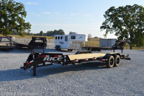 &lt;ul&gt;
&lt;li&gt;built by Rice Trailer Manufacturing&lt;/li&gt;
&lt;li&gt;82X24 (20&#39;+4&#39; dovetail=24&#39; overall) equipment trailer&lt;/li&gt;
&lt;li&gt;two 10,000 lb axles&lt;/li&gt;
&lt;li&gt;17.5&quot; wheels with 18 ply tires&lt;/li&gt;
&lt;li&gt;toolbox&lt;/li&gt;
&lt;li&gt;adjustable 2 5/16&quot; coupler&lt;/li&gt;
&lt;li&gt;spring assist mini-max ramps that can flip over or standup&lt;/li&gt;
&lt;li&gt;8&quot; main frame&lt;/li&gt;
&lt;li&gt;6.5&quot; c-channel crossmembers on 16&quot; centers&lt;/li&gt;
&lt;li&gt;round center torque tube&lt;/li&gt;
&lt;li&gt;incredibly heavy duty fabricated fenders at 3/16&quot; thick&lt;/li&gt;
&lt;li&gt;d-rings and stake pockets for many tie down options&lt;/li&gt;
&lt;li&gt;step on each side of the trailer&lt;/li&gt;
&lt;li&gt;neck style tongue for increased tongue strength&lt;/li&gt;
&lt;li&gt;full frame steel grit blasted, degreased, phosphatized, hot water pressure washed and sealed&lt;/li&gt;
&lt;li&gt;powder coated finish&lt;/li&gt;
&lt;li&gt;1 year warranty&lt;/li&gt;
&lt;li&gt;Come see it for yourself!&lt;/li&gt;
&lt;/ul&gt;