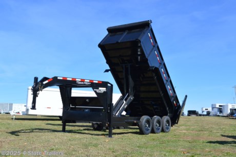 &lt;p&gt;Take a look at this new 83x16 triple axle dump trailer! It comes with three 7,000 lb axles, electric brakes on all three axles, 16&quot; tires and wheels, convenient manual roll up tarp kit, 1/8&quot; diamond plate fenders, LED lights, sealed wiring harness, sandblasted, primed, and powdercoated finish, 42&quot; tall 10 gauge (1/8&quot;) sides, one piece corners and full height side supports to increase sidewall rigidity, 7 gauge (3/16&quot;) floor with 4 d-rings for tie down of equipment, 3&quot; channel crossmembers 16&quot; on center, combo gate with chains for dumping or spreading, hydraulic jacks, a new Interstate battery, 110v AC charger, and 12v trickle charger. We can add a wireless remote controller, and/or a solar charger. Friesen trailers are super well built and come with a 1 year warranty!&lt;/p&gt;