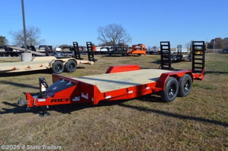 &lt;ul&gt;
&lt;li&gt;built by Rice Trailer Manufacturing&lt;/li&gt;
&lt;li&gt;new 2025 year model&lt;/li&gt;
&lt;li&gt;82X18 (16&#39; flatdeck + 2&#39; dovetail = 18&#39; overall length)&lt;/li&gt;
&lt;li&gt;two 7,000 lb electric brake&amp;nbsp;axles&lt;/li&gt;
&lt;li&gt;16&quot; wheels with 10 ply tires&lt;/li&gt;
&lt;li&gt;2 5/16&quot; adjustable coupler&lt;/li&gt;
&lt;li&gt;10k jack&lt;/li&gt;
&lt;li&gt;a toolbox&lt;/li&gt;
&lt;li&gt;6&quot; channel main frame&lt;/li&gt;
&lt;li&gt;3&quot; formed channel crossmembers on 16&quot; centers&lt;/li&gt;
&lt;li&gt;heavy duty fabricated fenders&lt;/li&gt;
&lt;li&gt;5&#39; standup ramps with spring assist&lt;/li&gt;
&lt;li&gt;powder coat finish&lt;/li&gt;
&lt;li&gt;treated wood floor&lt;/li&gt;
&lt;li&gt;LED lights&lt;/li&gt;
&lt;li&gt;1 year warranty&lt;/li&gt;
&lt;li&gt;Come see this trailer today!&lt;/li&gt;
&lt;/ul&gt;