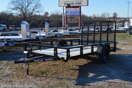 &lt;ul&gt;
&lt;li&gt;built by Rice Trailer Manufacturing&lt;/li&gt;
&lt;li&gt;new 2025 year model&lt;/li&gt;
&lt;li&gt;76&quot;X12&#39; utility trailer&lt;/li&gt;
&lt;li&gt;3,500 lb axle&lt;/li&gt;
&lt;li&gt;15&quot; tires&lt;/li&gt;
&lt;li&gt;4&#39; tubing rampgate that can fold into the trailer&lt;/li&gt;
&lt;li&gt;2&quot; coupler&lt;/li&gt;
&lt;li&gt;3&quot; formed channel tongue&lt;/li&gt;
&lt;li&gt;powder coat finish&lt;/li&gt;
&lt;li&gt;treated wood floor&lt;/li&gt;
&lt;li&gt;LED lights&lt;/li&gt;
&lt;li&gt;1 year warranty&lt;/li&gt;
&lt;li&gt;Come check it out!&lt;/li&gt;
&lt;/ul&gt;