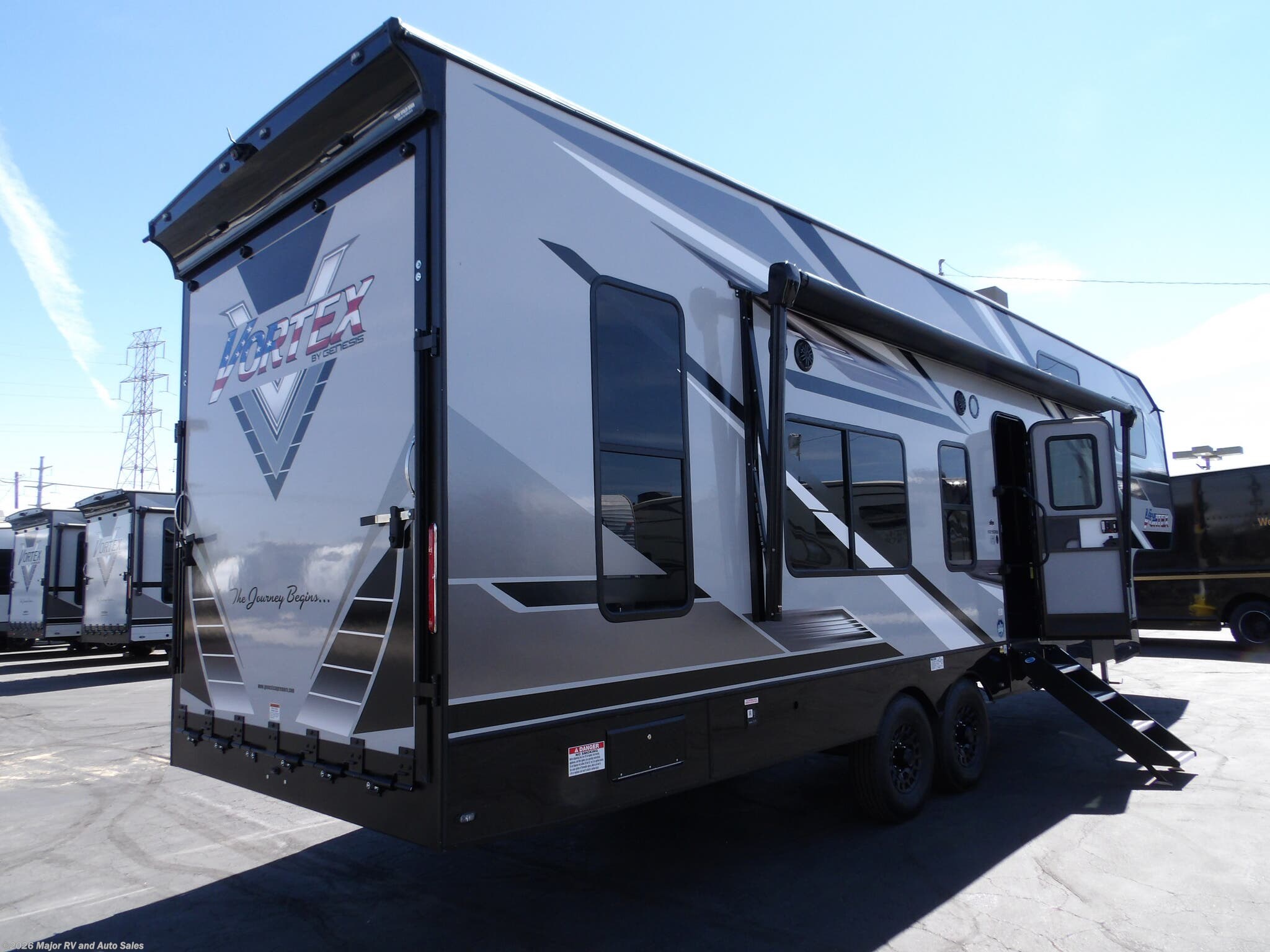 2027 Genesis Supreme Vortex 3219CRSB, 2 SLIDES, 2 A/C'S, 6000 WATT GENERATOR, - New Fifth Wheel For Sale by Major RV and Auto Sales in Hesperia, California