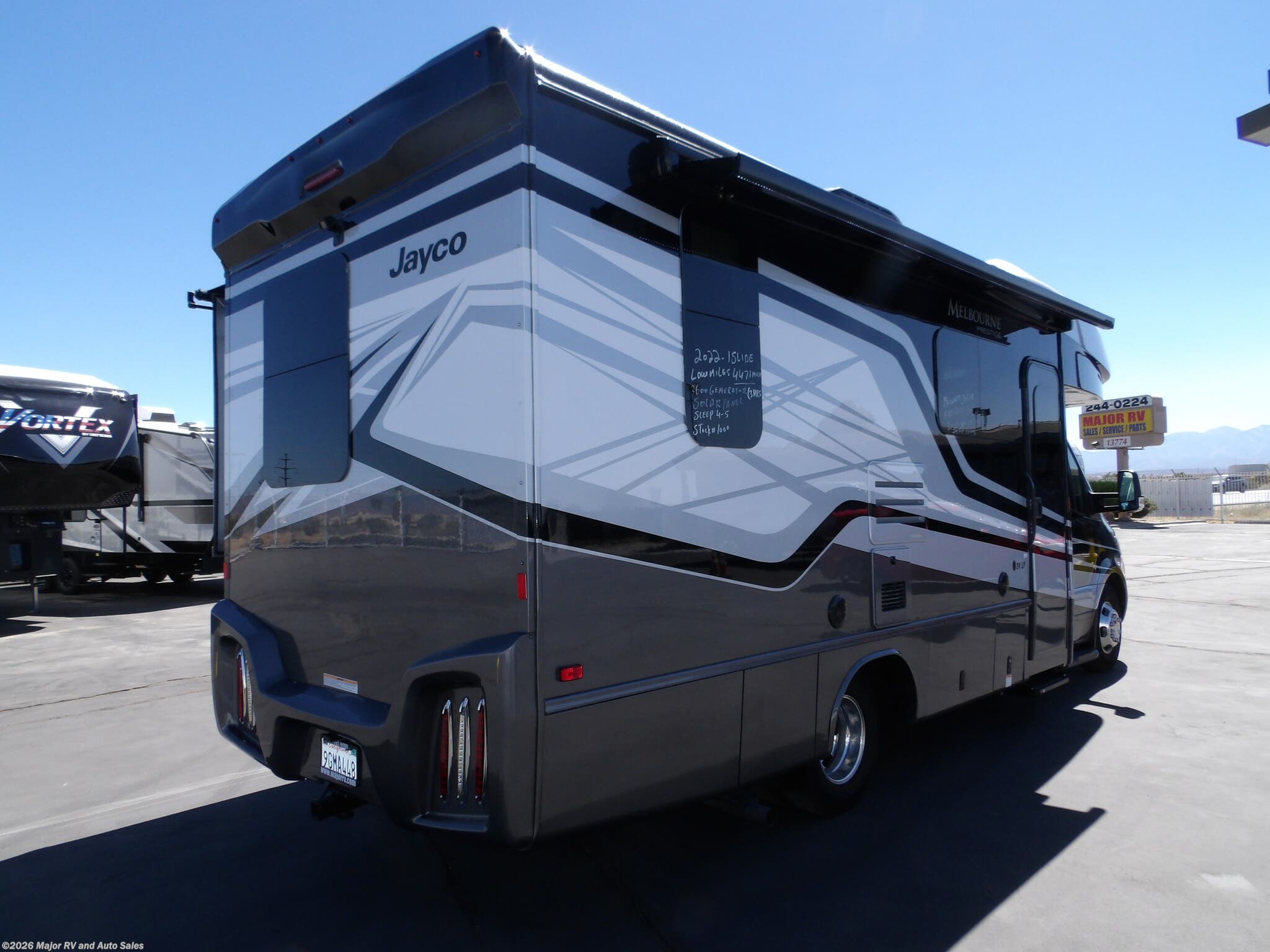2022 Jayco Melbourne Prestige 24LP, 1-WALL SLIDEOUT, ONLY 4,477 MILES, MERCEDES - Used Class C For Sale by Major RV and Auto Sales in Hesperia, California
