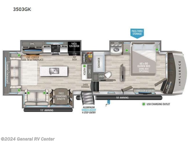 2024 Grand Design Influence 3503GK - New Fifth Wheel For Sale by General RV Center in North Canton, Ohio