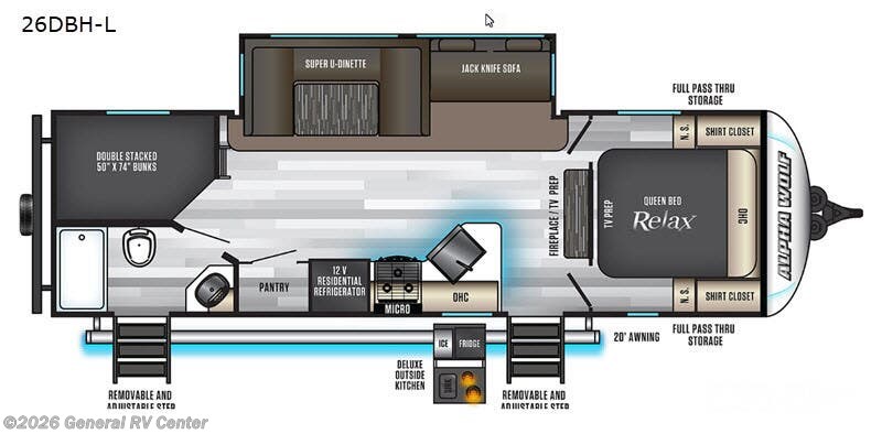 2020 Forest River Cherokee Alpha Wolf 26DBH-1SL - Used Travel Trailer For Sale by General RV Center in North Canton, Ohio