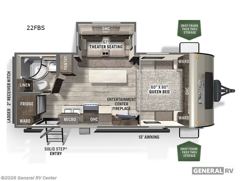 2022 Forest River Flagstaff MICROLITE 22FBS-1S - Used Travel Trailer For Sale by General RV Center in North Canton, Ohio