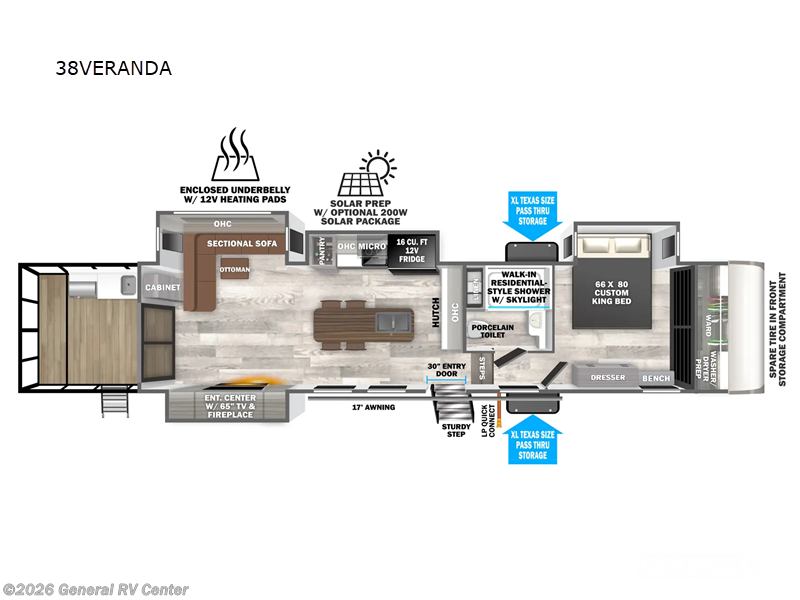 2025 Forest River WILDWOOD-HG 38VERANDA - New Travel Trailer For Sale by General RV Center in North Canton, Ohio