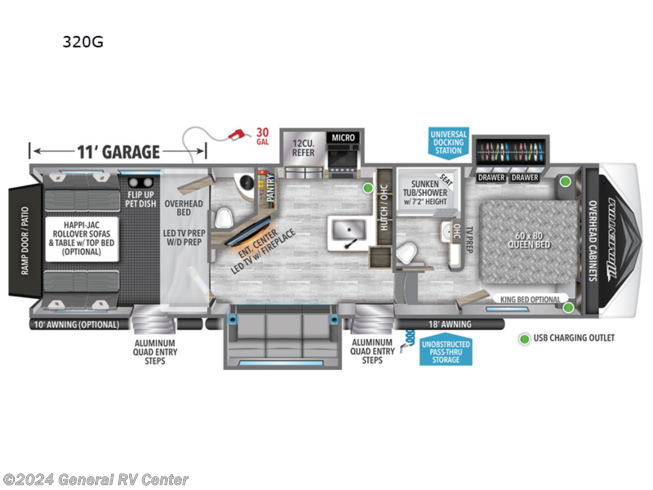 2024 Grand Design Momentum G-Class 320G - New Toy Hauler For Sale by General RV Center in Orange Park, Florida