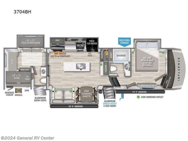 2024 Grand Design Influence 3704BH - New Fifth Wheel For Sale by General RV Center in Orange Park, Florida