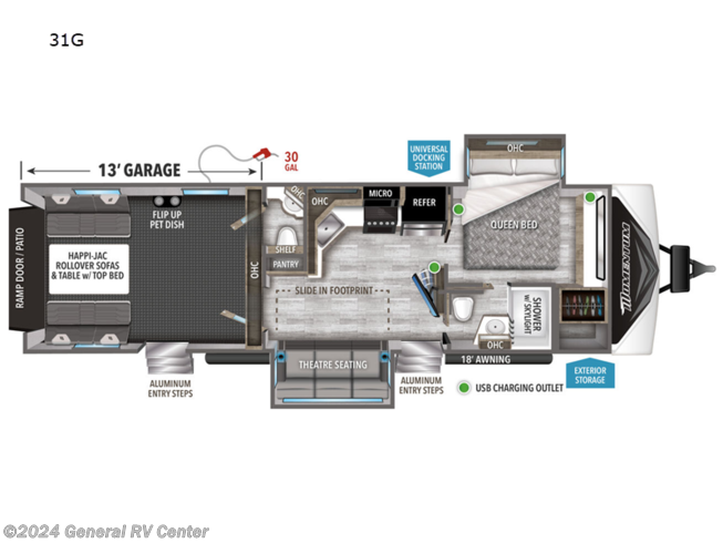 2024 Grand Design Momentum G-Class 31G - New Toy Hauler For Sale by General RV Center in Orange Park, Florida
