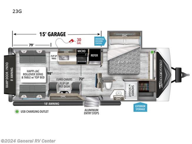 2023 Grand Design Momentum G-Class 23G - Used Toy Hauler For Sale by General RV Center in Orange Park, Florida