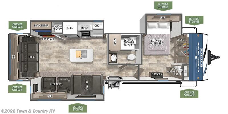 Floorplan of 2025 Palomino Puma 31RLQS