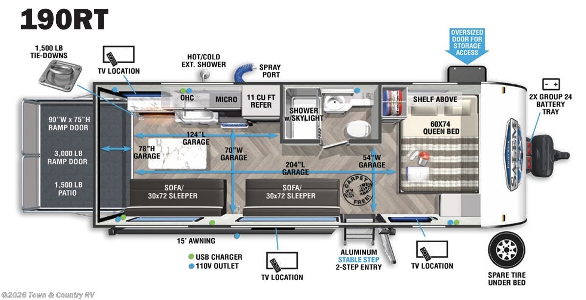 Floorplan of 2021 Forest River Salem FSX 190RT
