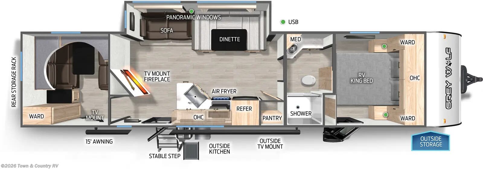 Floorplan of 2025 Forest River Cherokee Grey Wolf 29NM