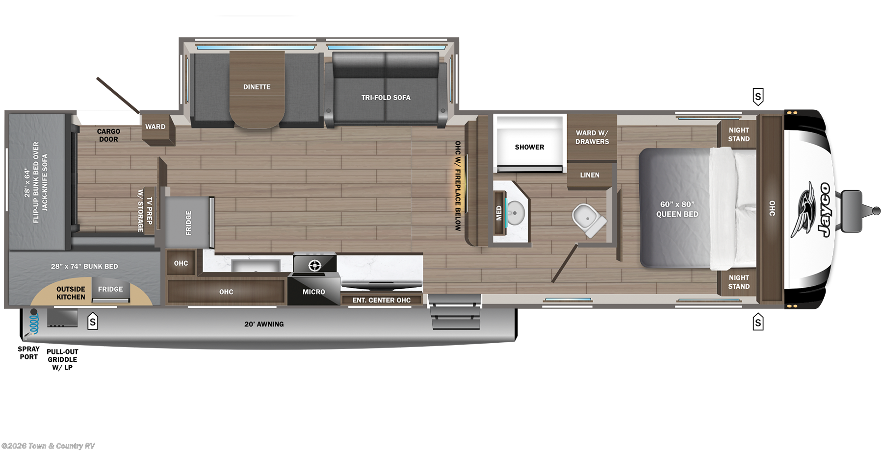Floorplan of 2027 Jayco Jay Feather 29QBH