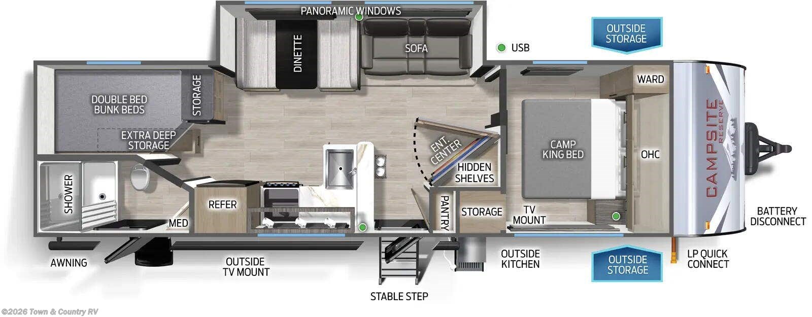 Floorplan of 2026 Forest River Campsite Reserve 26CJ