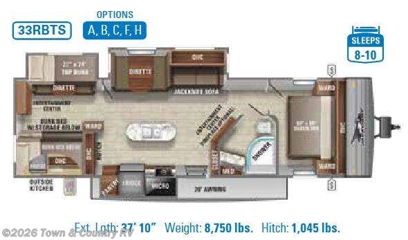 Floorplan of 2021 Jayco Jay Flight 33RBTS