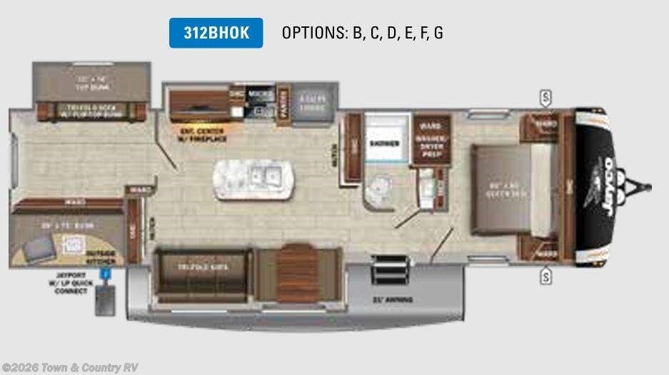 Floorplan of 2022 Jayco Eagle HT 312BHOK
