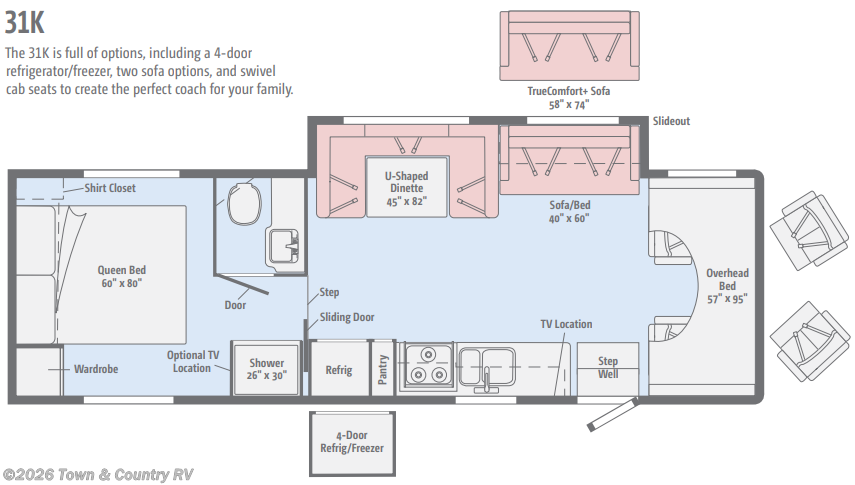 Floorplan of 2017 Winnebago Minnie Winnie 31K