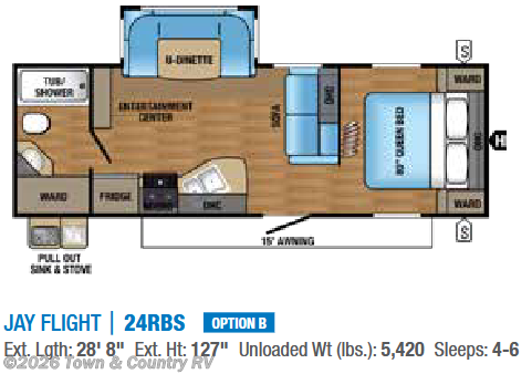 Floorplan of 2017 Jayco Jay Flight 24RBS
