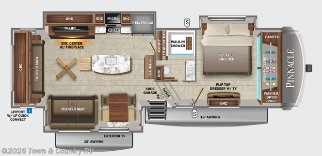 Floorplan of 2022 Jayco Pinnacle 32RLTS