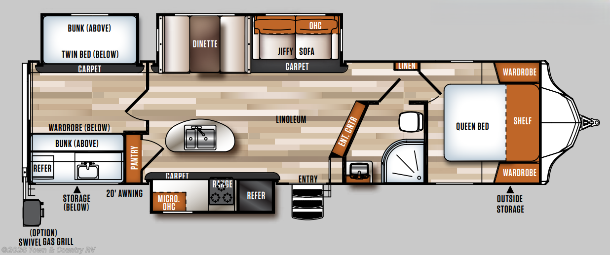 Floorplan of 2018 Forest River Vibe 313BHS