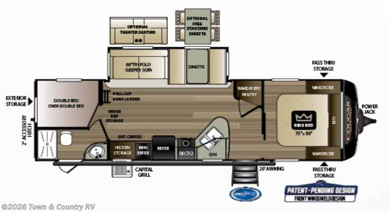 Floorplan of 2019 Keystone Cougar Half-Ton 29BHS