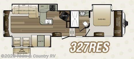 Floorplan of 2016 Keystone Cougar 327RES