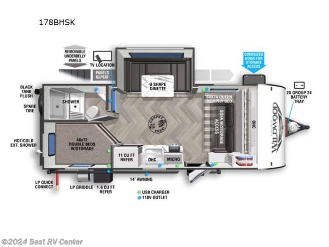 2023 Forest River Wildwood FSX 178BHSK - New Travel Trailer For Sale by Best RV Center in Turlock, California