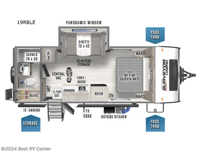 2024 Forest River Surveyor Legend 19RBLE - New Travel Trailer For Sale by Best RV Center in Turlock, California