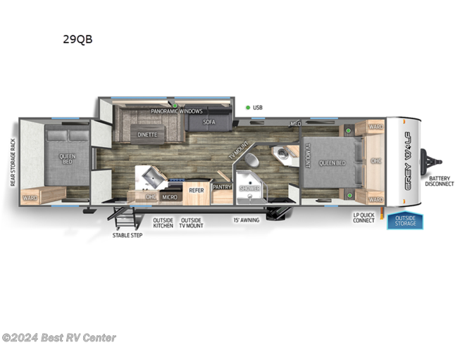 2024 Forest River Cherokee Grey Wolf 29QB - New Travel Trailer For Sale by Best RV Center in Turlock, California
