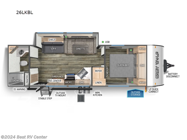 2024 Forest River Cherokee Grey Wolf Black Label 26LKBL - New Travel Trailer For Sale by Best RV Center in Turlock, California