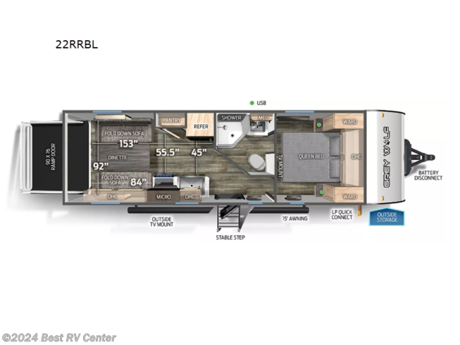 2024 Forest River Cherokee Grey Wolf Black Label 22RRBL - New Toy Hauler For Sale by Best RV Center in Turlock, California