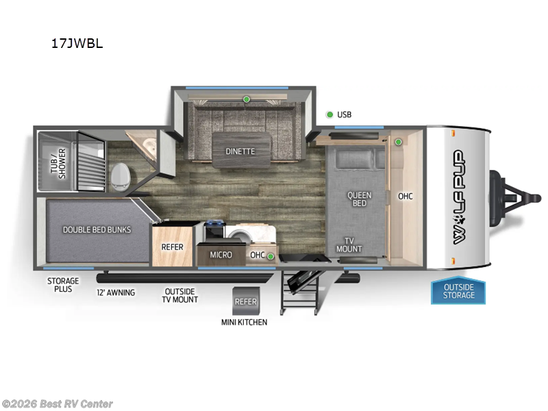 2026 Forest River Cherokee Wolf Pup Black Label 17JWBL - New Travel Trailer For Sale by Best RV Center in Turlock, California features Slideout