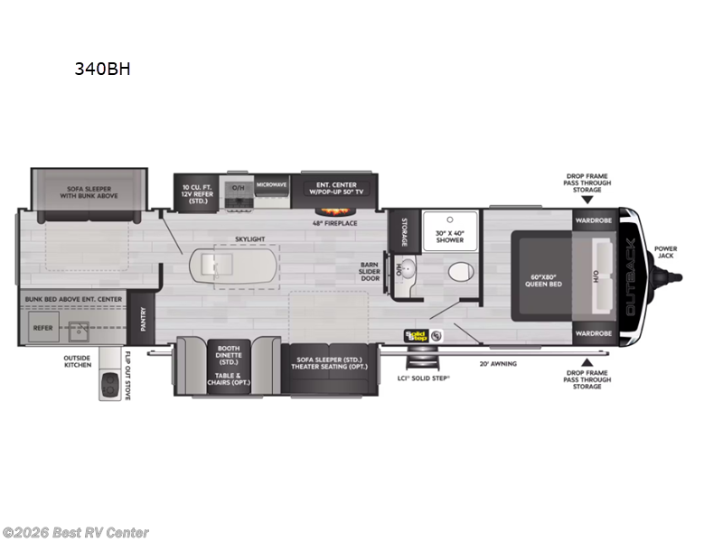 2025 Keystone Outback 340BH - New Travel Trailer For Sale by Best RV Center in Turlock, California features Slideout
