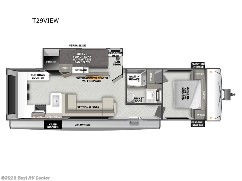 2025 Forest River Wildwood T29VIEW - New Travel Trailer For Sale by Best RV Center in Turlock, California features Slideout